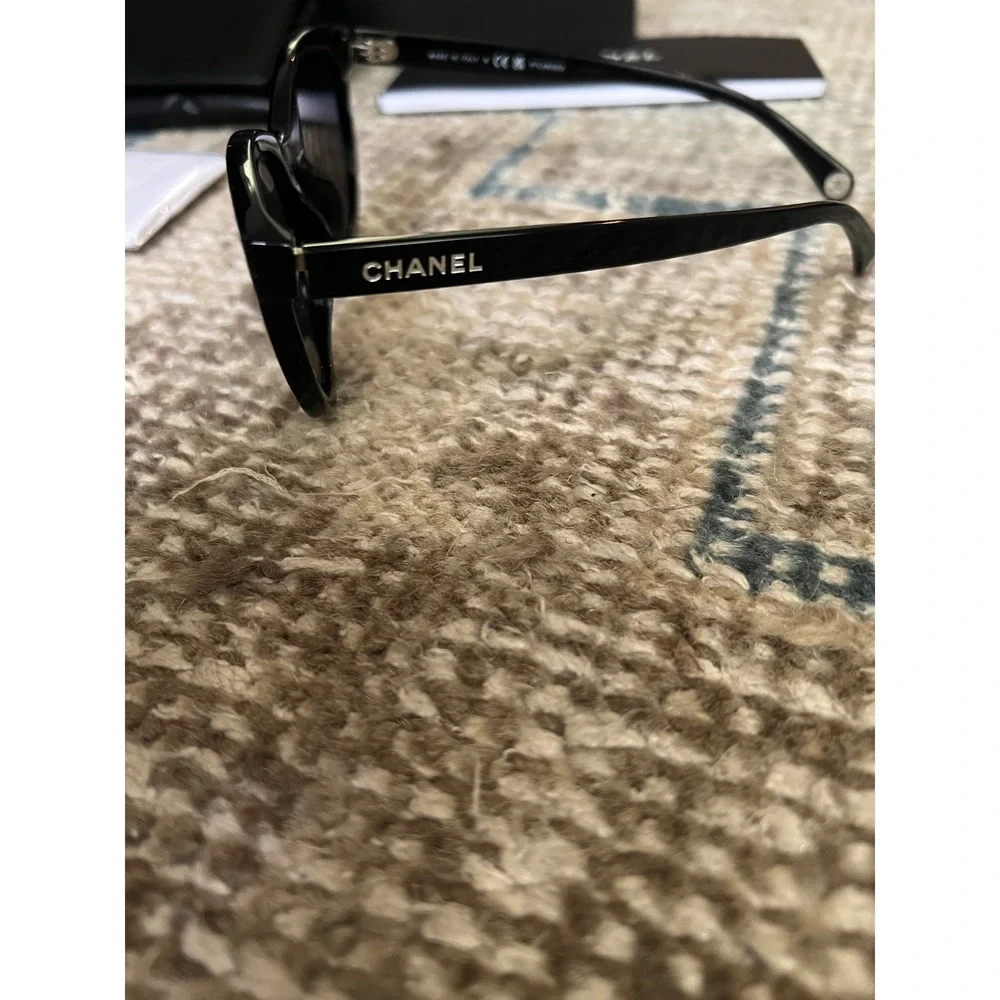 Chanel Pantos Sunglasses 5417 Black Polarized Authentic w Rare Quilted Case Box